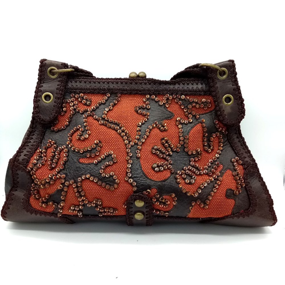 Vintage Isabella Fiore Brown Beaded Leather Purse - Picture 2 of 15
